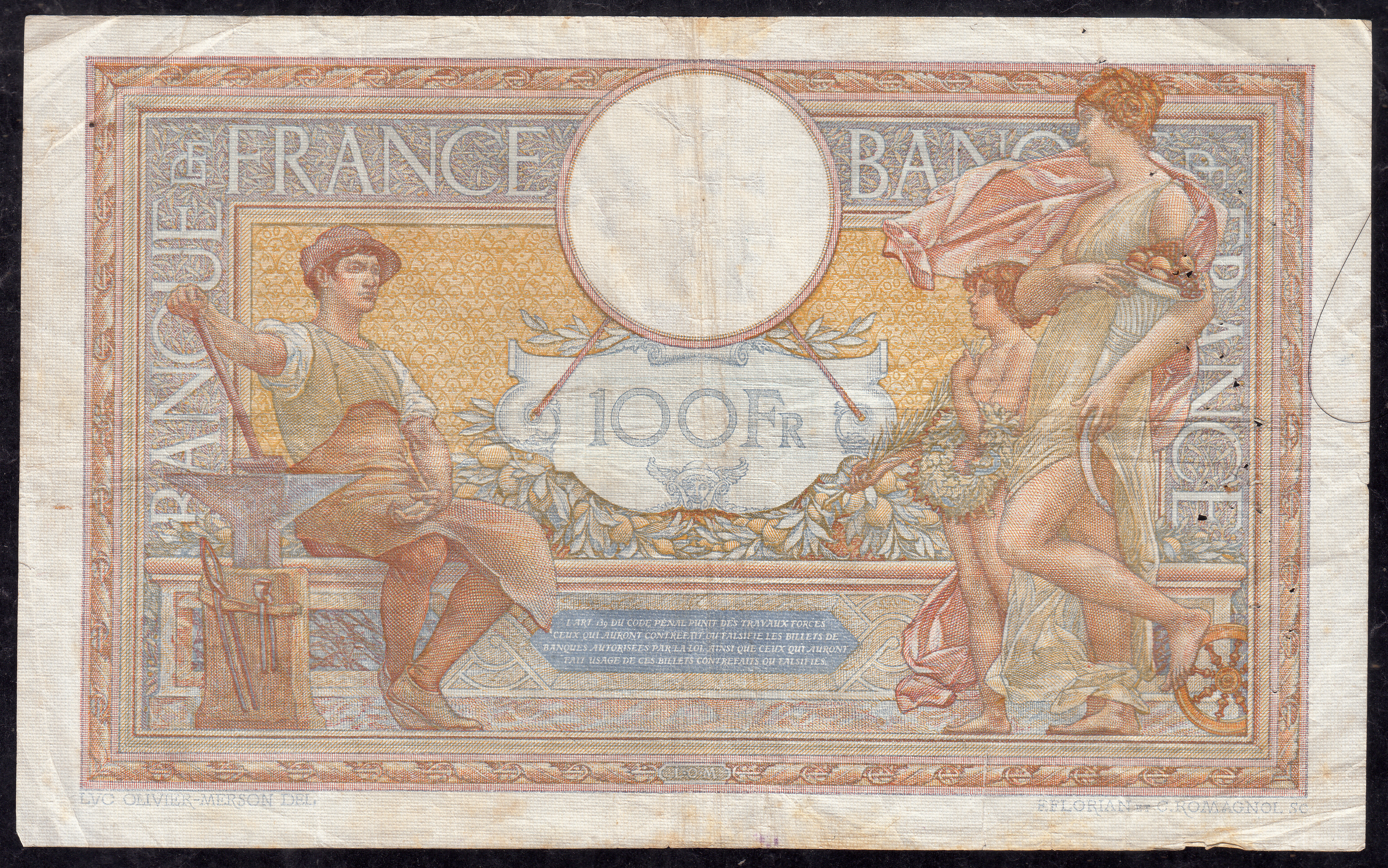 100 Francs ; Luc Olivier Merson ; 15.3.1934 ; alpha W ; FAY#24/13 