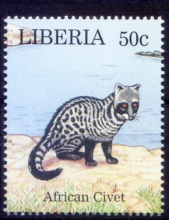 African Civet, Wild Animals, Liberia 1997 MNH