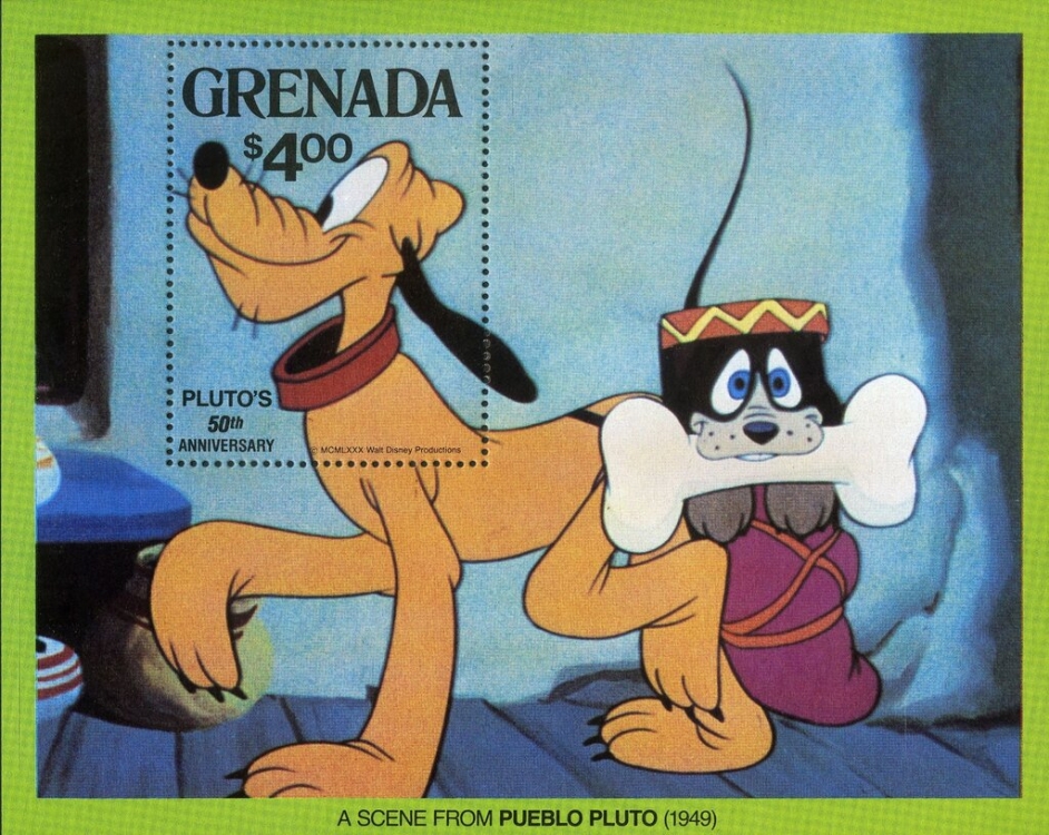 Grenada Disney Cartoon Character Pluto 50th Birthday Cinema Film