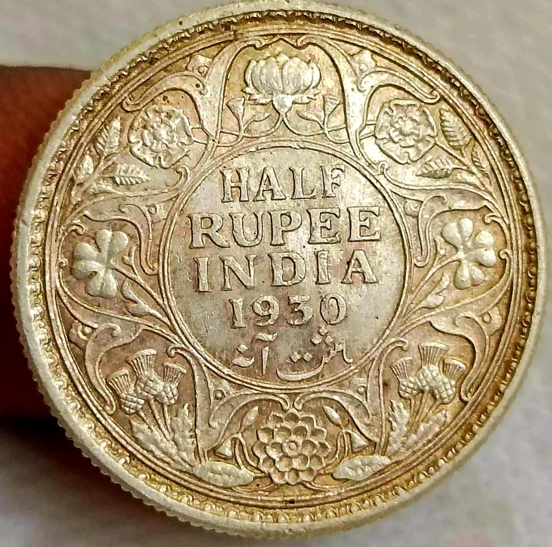 Half Rupee Extremely rare coin of year 1930 - King George V, Calcutta Mint  - Key Date Coin