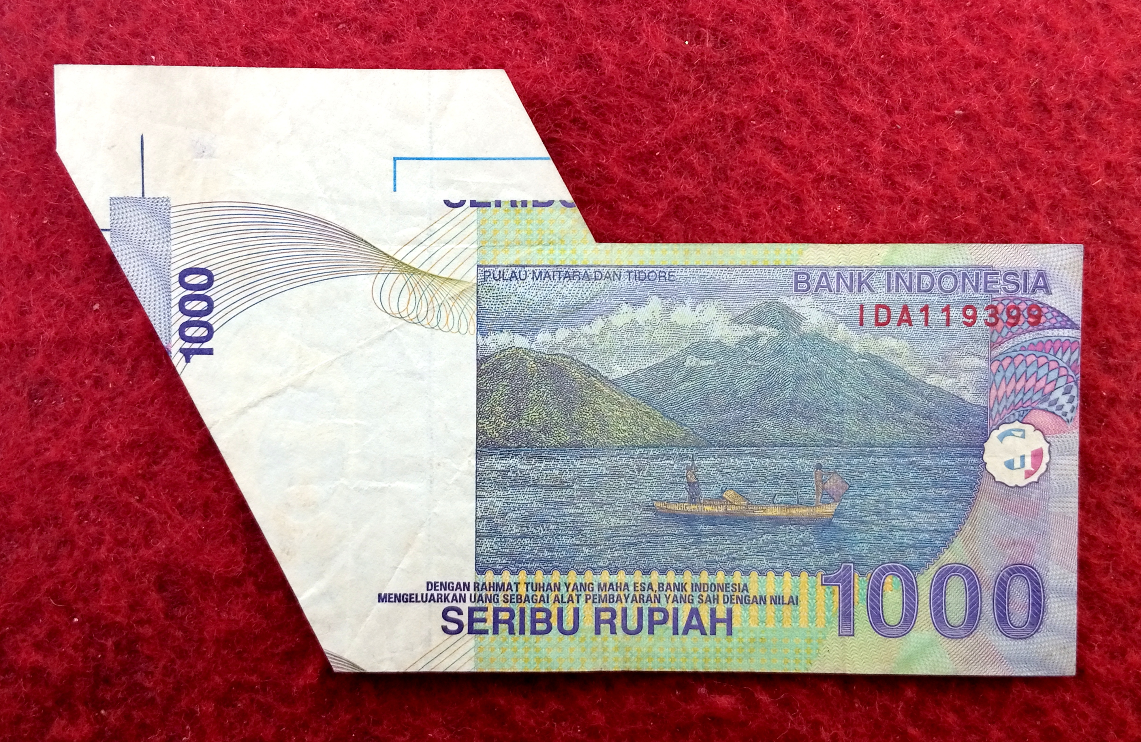 Indonesia 1000 Rupiah Extra Paper Cutting Error Banknote