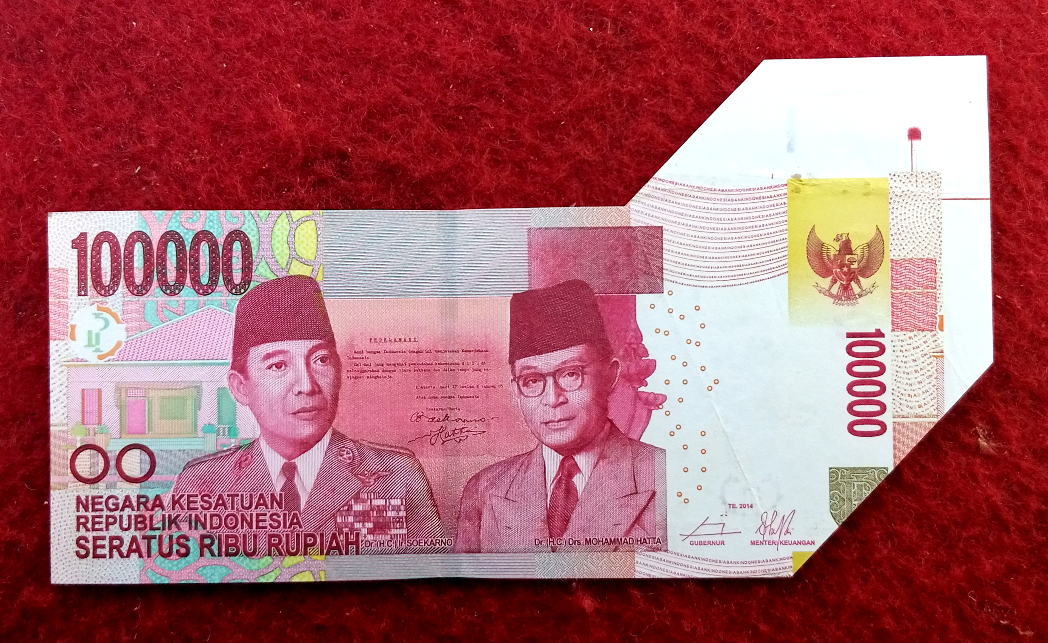 Indonesia 100000 Rupiah Extra Paper Cutting Error Banknote
