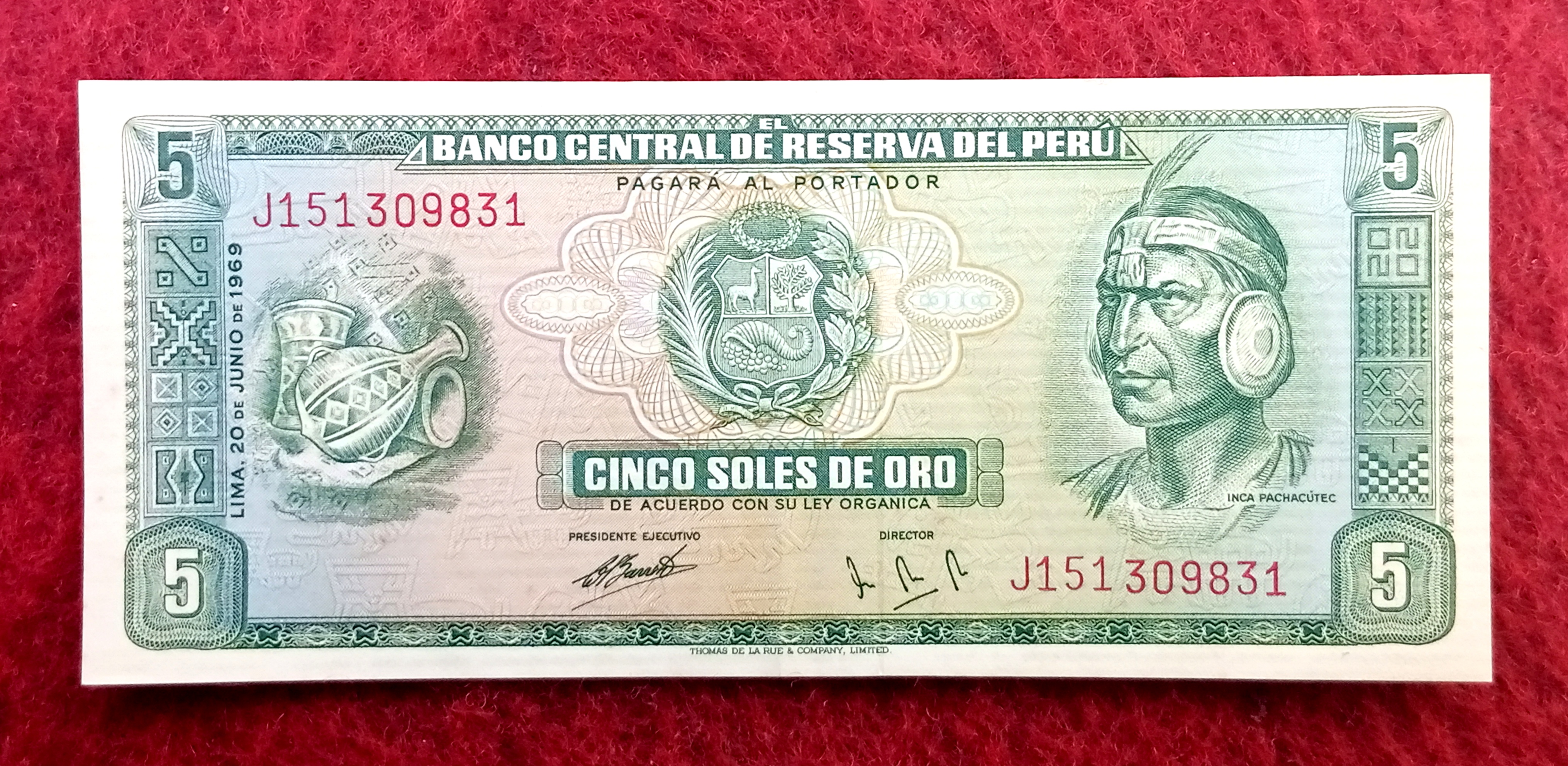 Peru 5 Soles de Oro Inca Pachacutec Banknote