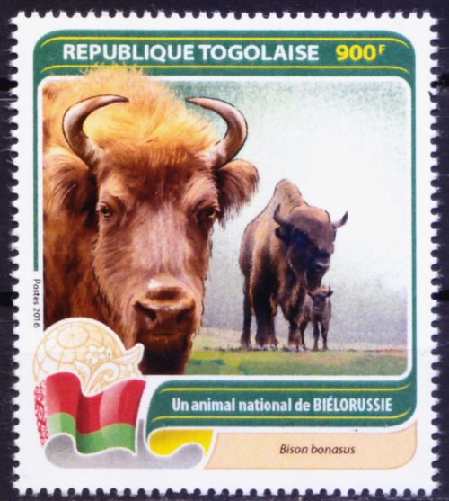 Togo 2016 MNH, National animal of Belarus – Bison bonasus, European bison