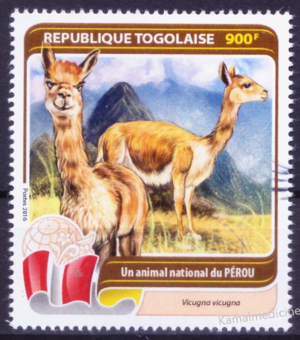 Togo 2016 MNH, National animal of Peru - Vicuna from Camel Family, Flag