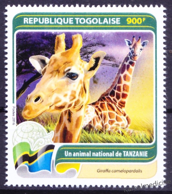 Togo 2016 MNH, National Animal of Tanzania - Giraffe
